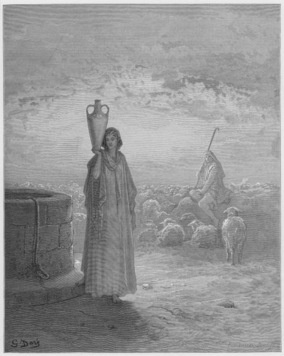 ギュスターヴドレバイブル：ジェイコブがラバンの群れを守る 作： Gustave Dore
